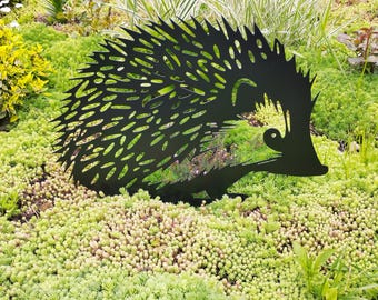 Metal Hedgehog Garden Art: Rustic Weather Resistant Lawn Decor