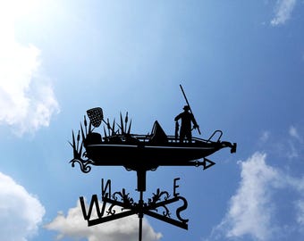 Fisherman in a boat Metal Weathervane, Weather Vane, home roof decor