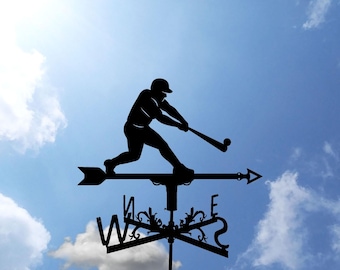 Baseball Player Metal Weathervane: Home Roof Decor