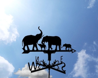 Elephant family Metal Weathervane, Elephant Weather Vane, home roof decor