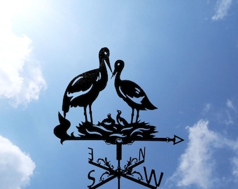 Storks Metal Weathervane: Home Roof Decor