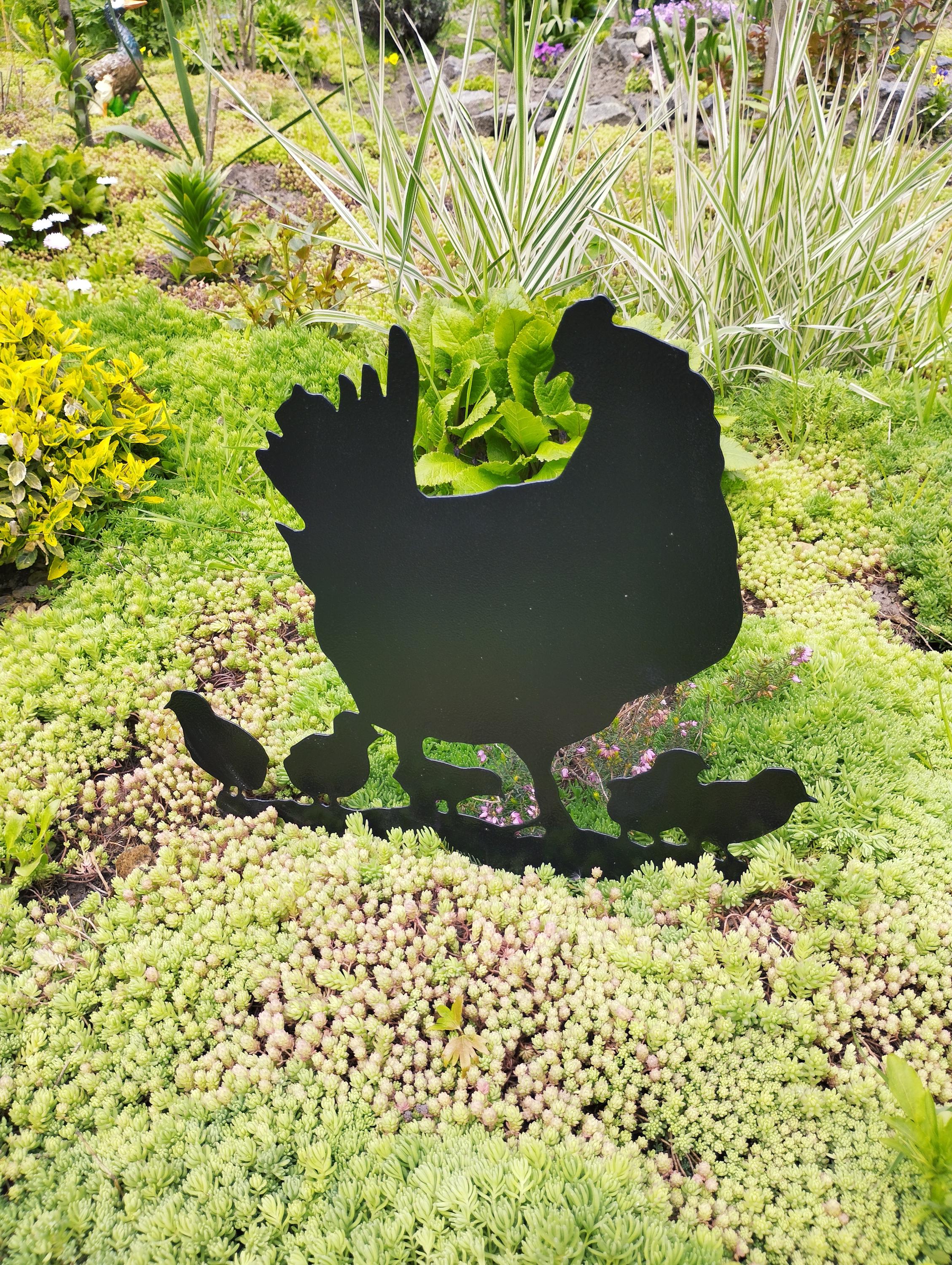 金属製の鶏とひよこの庭の装飾：素朴な農家の庭のアート - Etsy 日本