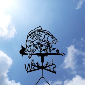 Wind vane fish carp Metal Weathervane, Weather Vane, home roof decor