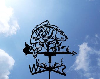 Wind vane fish carp Metal Weathervane, Weather Vane, home roof decor
