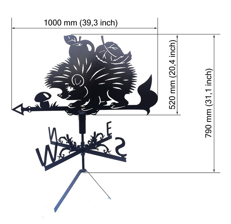 Hedgehog Metal Weathervane Weather Vane Metal Decor Etsy