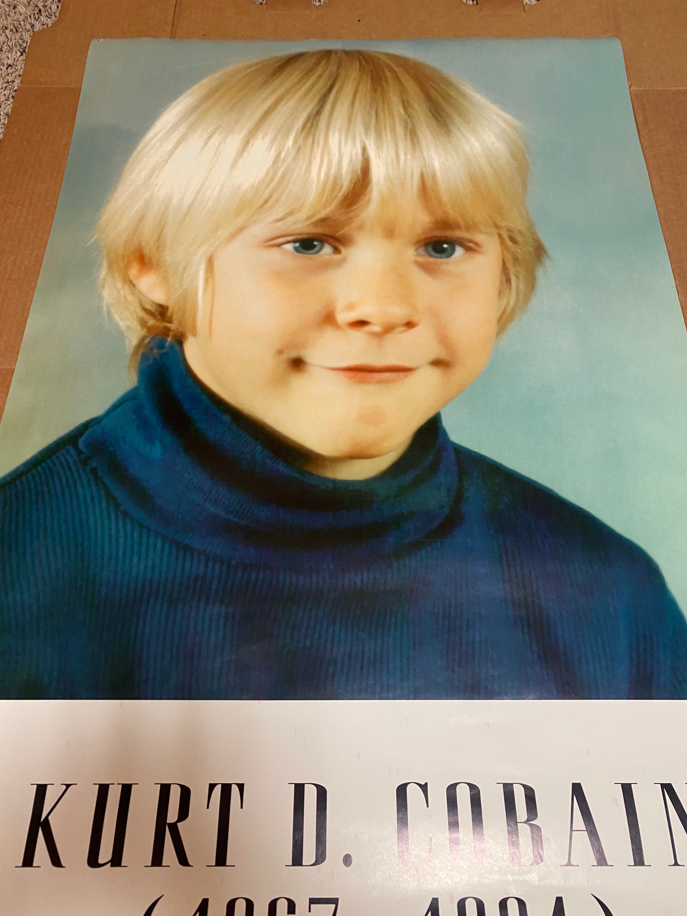Vintage 1995 Young Kurt Cobain Nirvana Memorial Funky Giant Poster