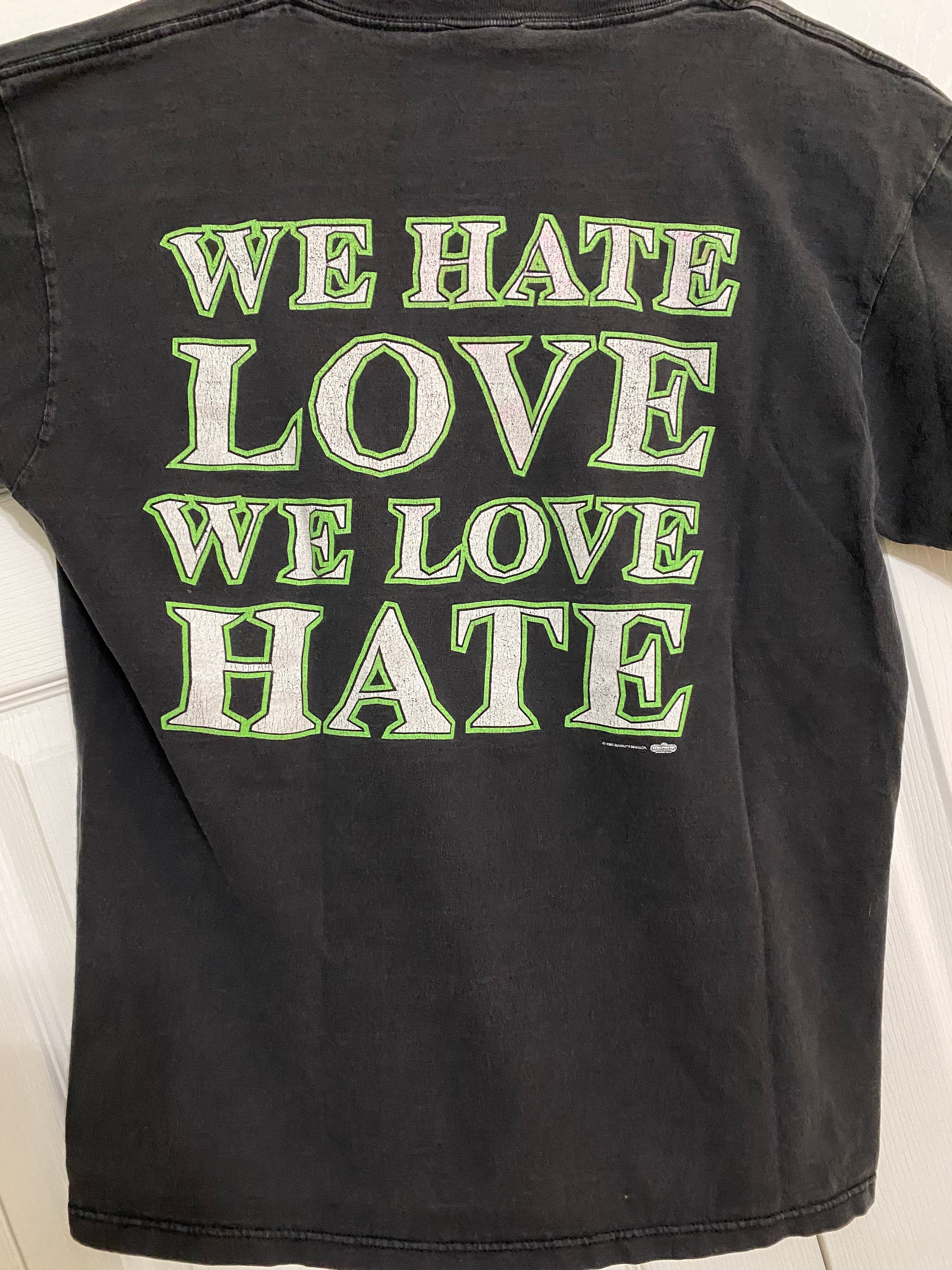 Vintage Marilyn Manson 1995 Winterland We Hate Love T Shirt Vintage Marilyn Manson 1995 Winterland We Hate Love T Shirt
