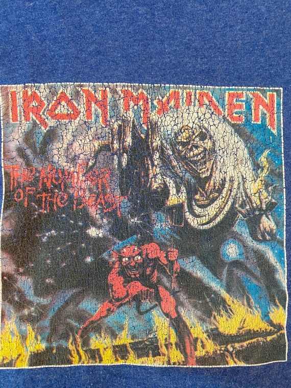 Vintage Iron Maiden Number of the Beast ringer te… - image 2