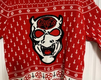 Vintage Slayer 666 Demon 2017 officially licensed Ugly Christmas Sweater