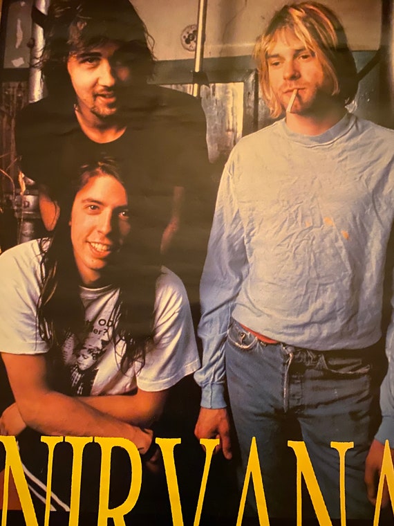 Deadstock Vintage Nirvana England Import Band Poster Kurt Smoking