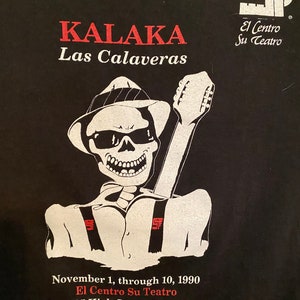 Vintage Single Stitch see through Kalaka Las Calaveras 1990 Denver Co t shirt