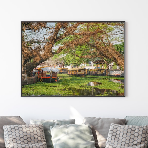 Kerala Backwaters Art Print,  India Photo to Painting Reproduction, Indian Wall Art Gift Idea For Any Room or office