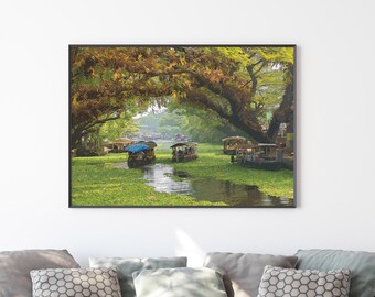 India Kerala backwaters Art Print, Kerala Photo To Digital Painting Wall Art, Indian Wall Art  Gift Idea for your home, apartment or office