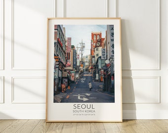 Seoul Südkorea Reiseplakat, lebendige Straße Fotografie Wandkunst für jeden Raum oder jedes Büro