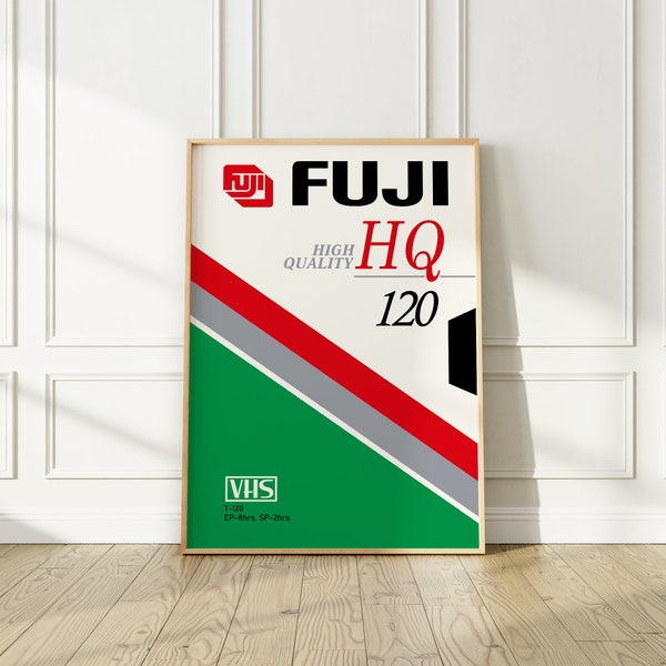 Retro Fuji VHS Tape Poster, 80s Reproduction Art Print, Nostalgia Wall Art For Any Room or Office