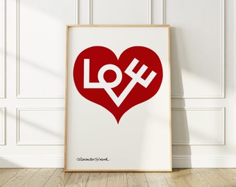 Alexander Girard Art Print, 1972 Love Heart, Folk Art Wall Art For Any Room or Office