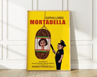 Mortadella Movie Poster With Sophia Loren, Design by Savignac, 1971 Mario Monicelli Italian Movie, Enhanced and Edited Wall Art