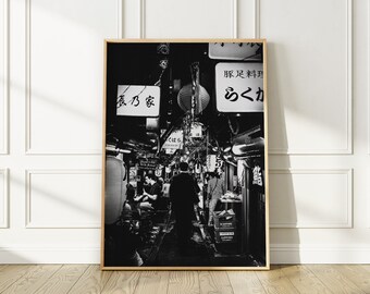 Japan Tokyo Bars Nightlife Poster, Isakaya Schwarz Weiss Fotografie, Japanische Wand Kunst für jeden Raum oder jedes Büro