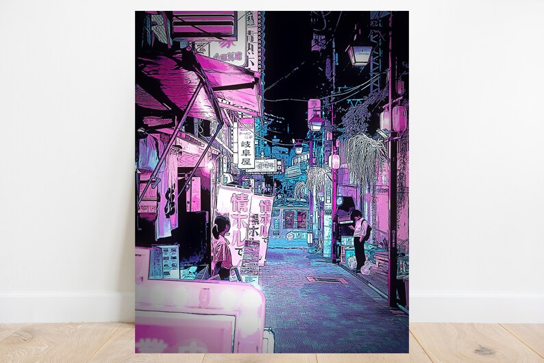 Tokyo Yokocho Shinjuku at Night Art Print \u2013 Tokyo Poster \u2013 Original Japanese Wall art Poster for your home or office