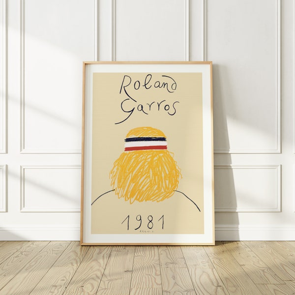 Affiche de tennis de Roland Garros 1981, conçue par Eduardo Arroyo, éditée et améliorée, reproduction d'art mural coloré pour n'importe quelle pièce ou bureau