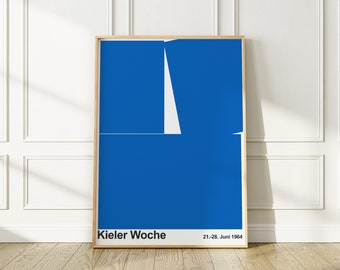 Kieler Woche, The Kiel Week Sailing Event Poster, 1964 Schleswig-Holstein (Germany), Enhanced and Edited Print Reproduction