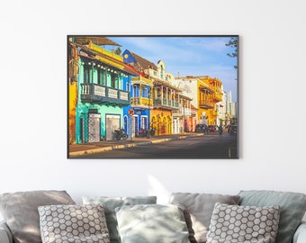 Cartagena Colombia Print, Colorful Street Photography, South America Wall Art, 70s look, Colombian buildings Wall Decor, Gift Idea