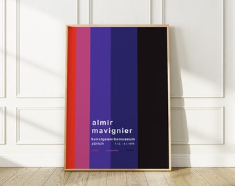 Almir Maviginier 1975 Zurich Exhibition Poster, Vibrant Mid-Century Wall Art For Any Room or Office