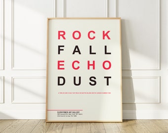 NYC Exhibition Poster, 1989 Rock Fall Echo Dust Museum Art Print, Clocktower Gallery New York City, Aesthetic Room Decor