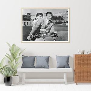 Audrey Hepburn and Gregory Peck From the 1953 Movie Vacanza Romane, Vespa Vintage Photography Reproduction, Romantic Wall Art Gift Idea image 7