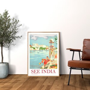 India Vintage Art Print Reproduction, Indian Travel Poster, Fine art Retro Illustration Print for any room, Perfect Gift for India's Lovers