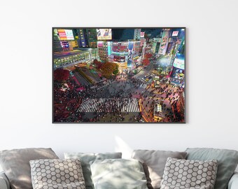 Tokyo Shibuya Crossing, Anime, Painting, Art Print, Japan Poster, Japanese Wall Decor for any room or office, Tokyo Wall Art, Gift Idea