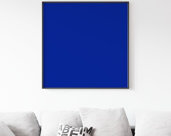 Abstract Blue Art Print, Blue Monochrome, Square Sizes, Vibrant Mid-Century Wall Art for Any Room or Office