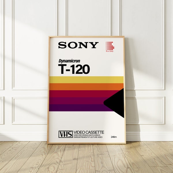 Retro Sony VHS Tape Poster, 80s Reproduction Art Print, Nostalgia Wall Art For Any Room or Office