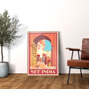 India Travel Vintage Reproduction Art Print, India Travel Poster Wall Decor, Illustration Print for any room, Perfect Gift for Travelers