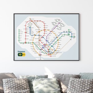 Singapore MRT Subway Map Poster, Original Wall Decor for Any Room or ...
