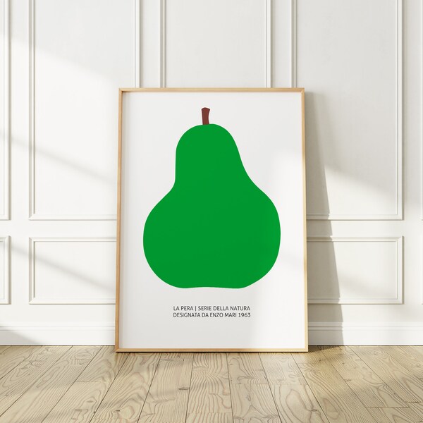 The Green Pear (La Pera) 1963 Art Print by Enzo Mari, Mid-Century Modern Poster, Enhanced Wall Art Gift IDea For Any Room or Office