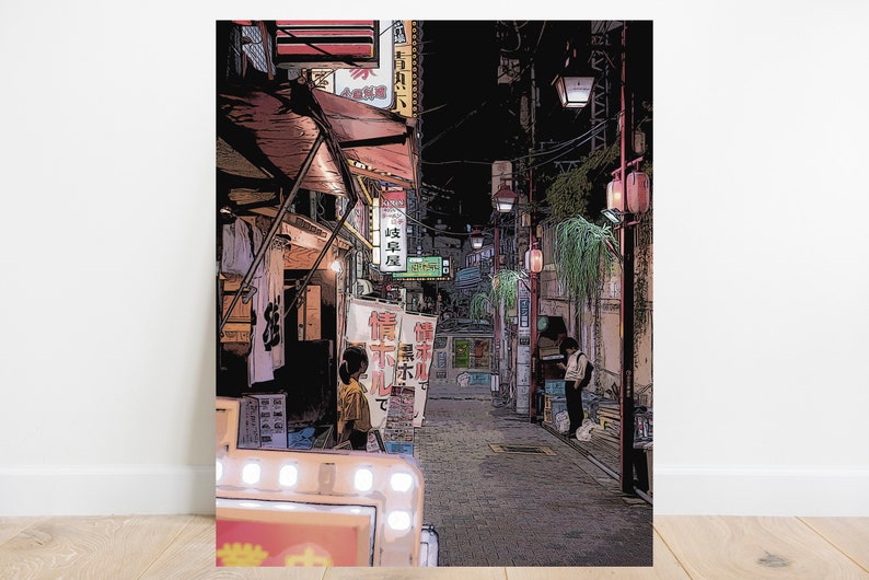 Tokyo Yokocho Shinjuku at Night Art Print \u2013 Tokyo Poster \u2013 Original Japanese Wall art Poster for your home or office