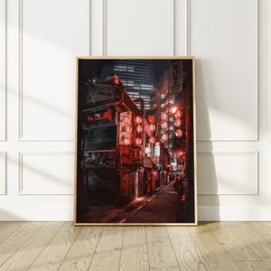 Tokyo at Night Art Print, Japan Cyberpunk Anime Style Poster, Japanese Wall art Poster for your home or office