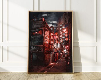 Tokyo at Night Art Print, Japan Cyberpunk Anime Style Poster, Japanese Wall art Poster for your home or office