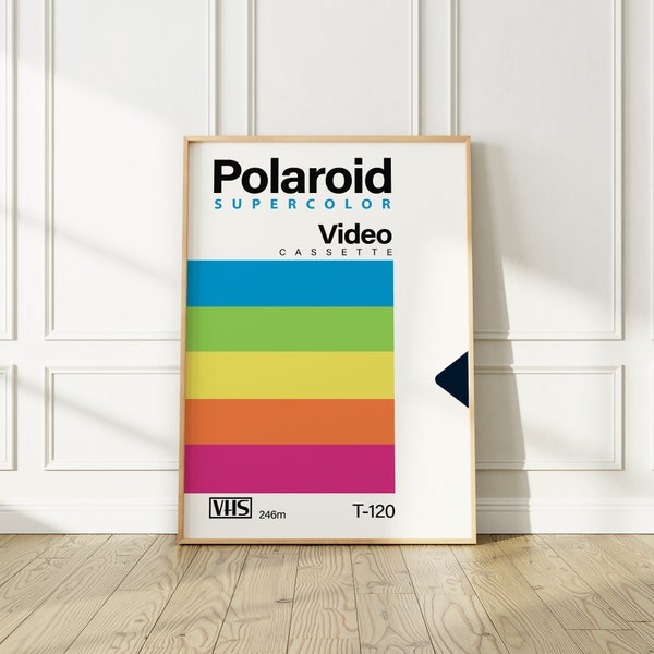 Retro Polaroid VHS Tape Poster, 80s Reproduction Art Print, Nostalgia Wall Art For Any Room or Office