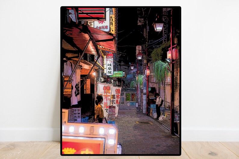 Tokyo Yokocho Shinjuku at Night Art Print \u2013 Tokyo Poster \u2013 Original Japanese Wall art Poster for your home or office