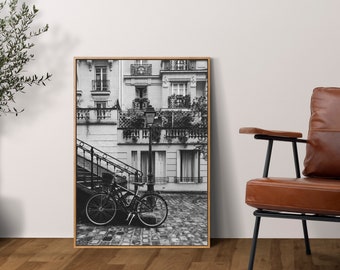 Affiche Rues de Paris, photographie d'art en noir et blanc, décoration Paris France, art mural esthétique pour chambre ou bureau, idée cadeau impression