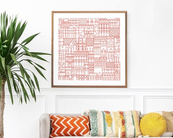 Alexander Girard "Perspective" Art Print, Vintage Mid-Century Modern Poster Reproduction, Square Size Wall Art For Any Room or Office