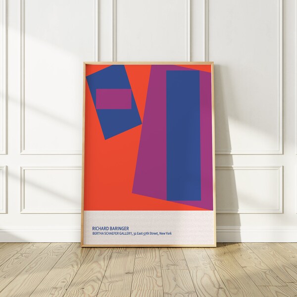 Richard Baringer Exhibition Poster, 1963 Mid-Century Wall Art, New York City Art Exposition, Abstract Wall Art Gift Idea