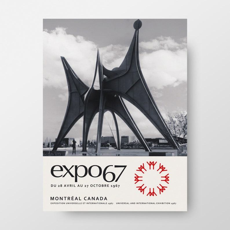 Alexander Calder at the Montreal Expo 67 Wall Art, 1967 Montreal World's Fair Art Print, Original and Unique Poster image 3