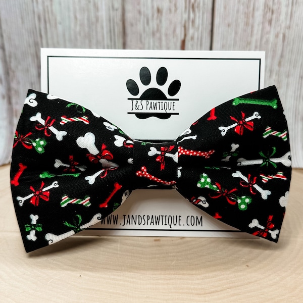 Pajarita navideña con forma de hueso de perro, pajarita navideña, pajarita para perro, pajarita para perro, pajarita para cuello, pajarita para perro bonita, pajarita, pajarita divertida para perro