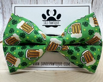 St. Patrick's Day Dog Bow Tie, Beer Dog Bow Tie, Shamrock Dog Bowtie, Dog Bowtie, Dog Bow Ties, Dog Bow Tie, Pet Bow Tie, Cute Dog Bow Tie