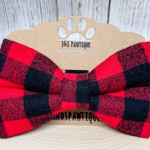 Christmas Green Tartan Dog Bow Tie Green Red Plaid Bow Ties Etsy