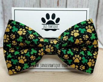 St. Patrick's Day Dog Bow Tie, Clover Dog Bow Tie, Shamrock Dog Bowtie, Dog Bowtie, Dog Bow Ties, Dog Bow Tie, Pet Bow Tie, Cute Dog Bow Tie