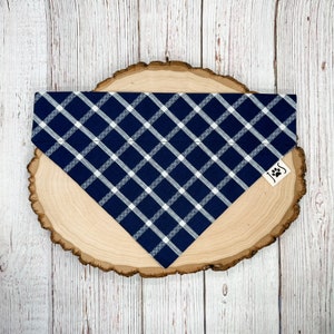 Navy Blue Checkered Dog Bandana, Navy Blue Dog Bandana, Summer Dog Bandana, Fun Dog Bandana, Over the Collar Dog Bandana, Cute Dog Bandana